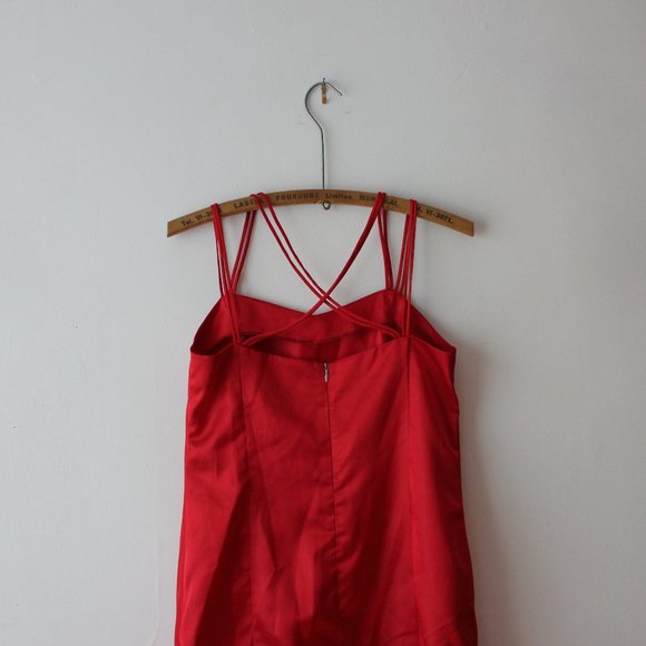 Vintage Satin Long Red Dress - Picture 5 of 10